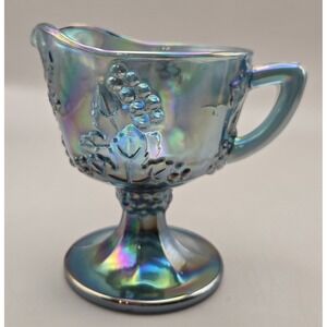 Indiana Carnival Glass Harvest Grape Blue Iridescent Creamer